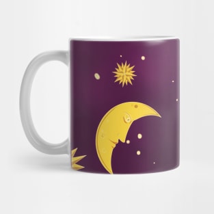 Sun moon stars purple pattern aesthetic witchcore whimsigothic retro Mug